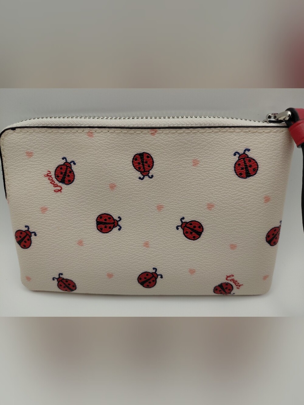 Coach Lady Bugs Boxed Corner Wristlet Withpink Hearts. EUC